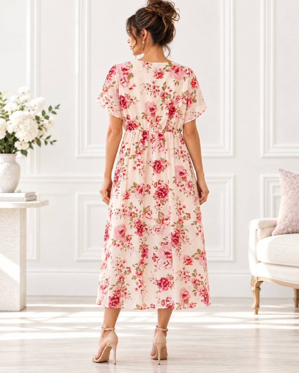 New Look Pink Floral High Low Wrap Maxi Dress Romantic Feminine | Size XL - Picture 3 of 9